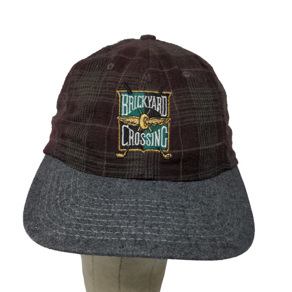 Ashword Brickyard Crossing Hat Gray Purple Plaid Golf Vintage Made in USA - Picture 1 of 11